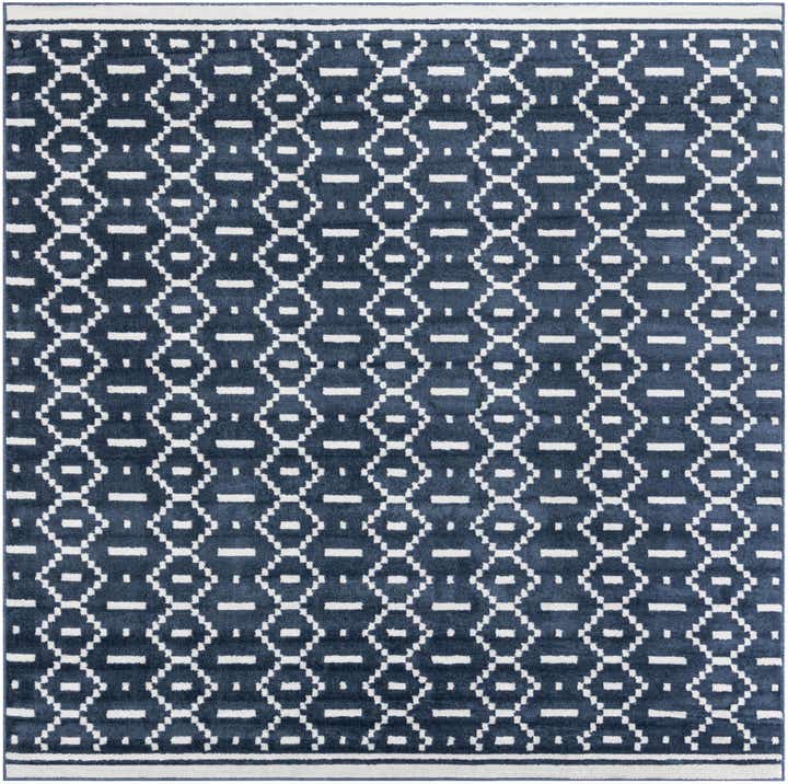 10' x 10' Rankin · Geometric rug, blue and ivory