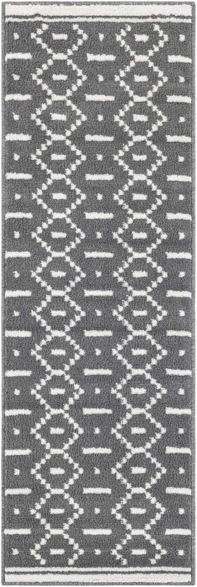 2' x 6' Rankin · Geometric rug, gray and ivory