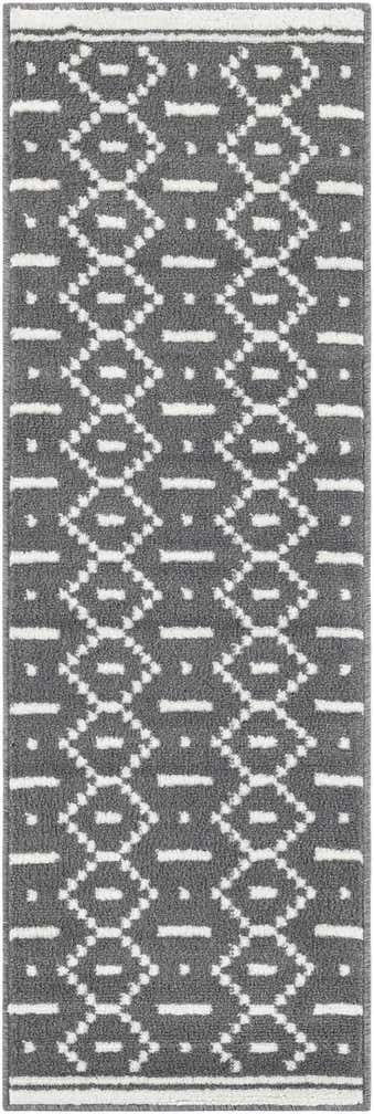 2' x 6' Rankin · Geometric rug, gray and ivory
