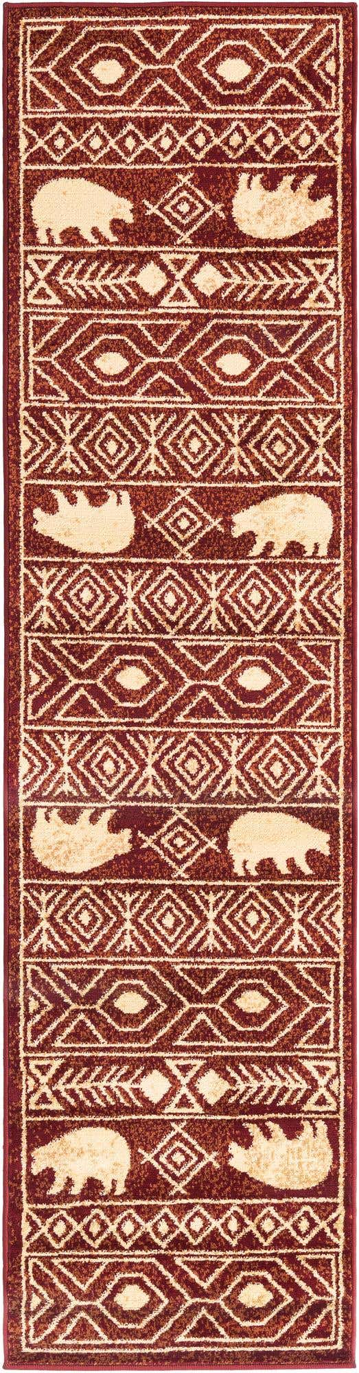 2' x 8' Raven · Border rug, red