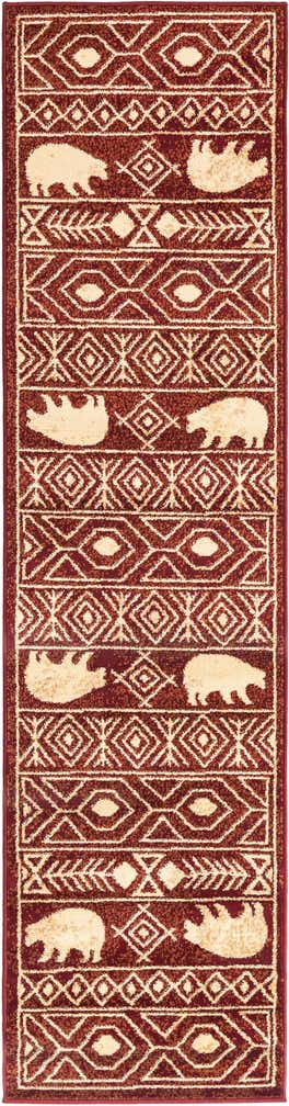 2' x 8' Raven · Border rug, red