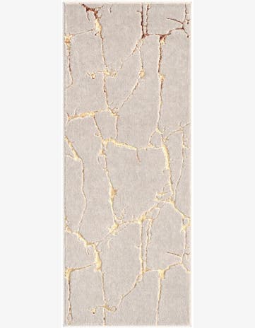2' x 5' Ravenhill · Abstract rug, white and gold