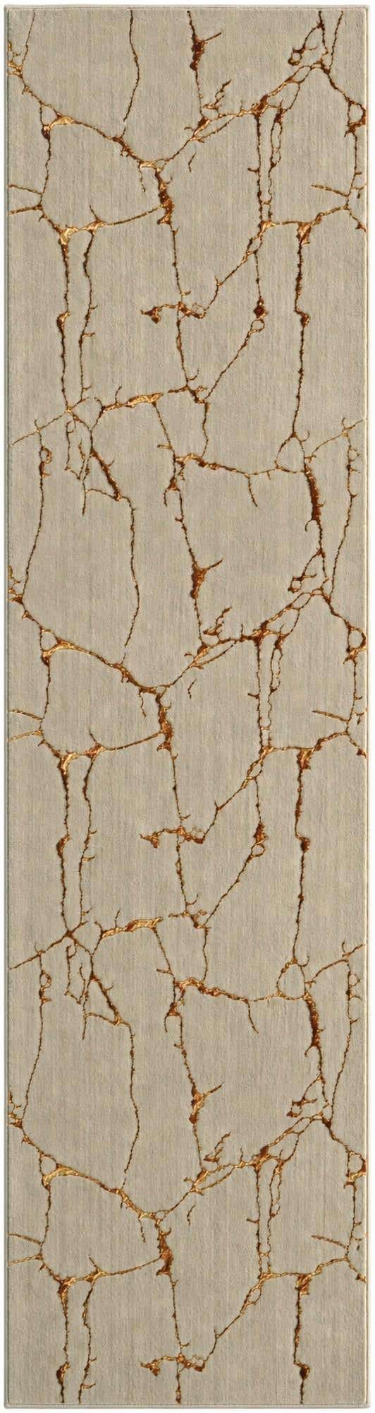2' 7 x 10' Ravenhill · Abstract rug, white and gold