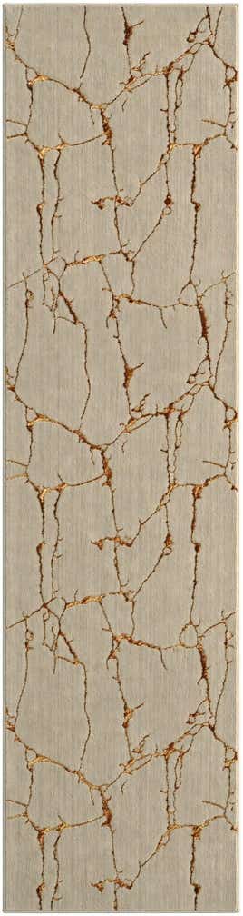2' 7 x 10' Ravenhill · Abstract rug, white and gold
