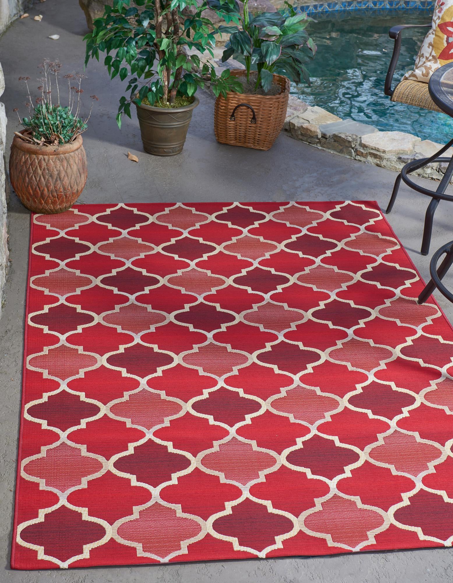Rust Red 6' x 9' Outdoor Trellis Indoor / Outdoor Rug