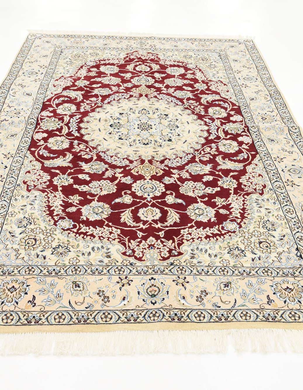 Red Nain Rugs Red 5' x 7' 11 Hand Knotted Nain Persian Rug | HandKnotted.com
