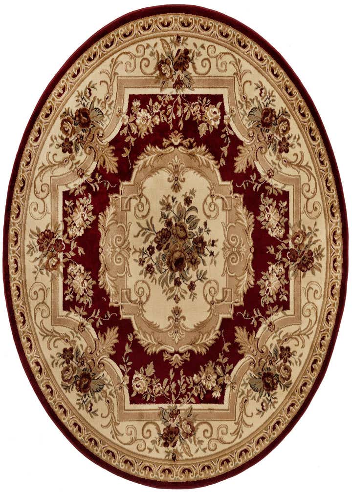 Red 7' x 7' Classic Aubusson Round Rug