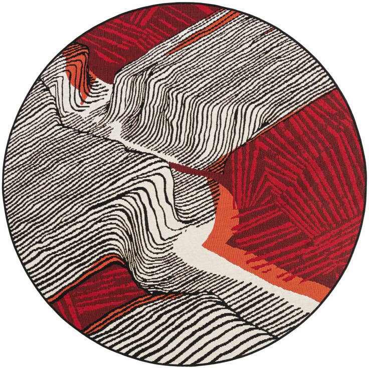 Detail image of 5' x 5' Easy-Clean Modern Indoor / Outdoor Round Rug