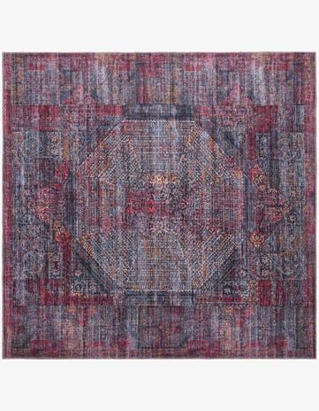 Red and Black Washable Mangata Square Rug
