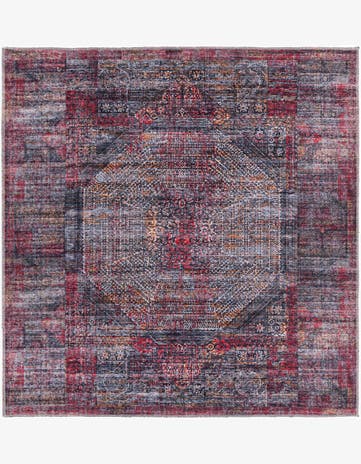 Red and Black Washable Mangata Square Rug