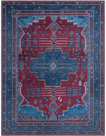 Red and Blue Washable Mangata Rug