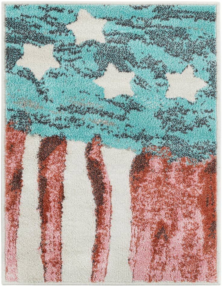 Detail image of 2' 2 x 3' 1 American Flag Whimsy Kids Rug