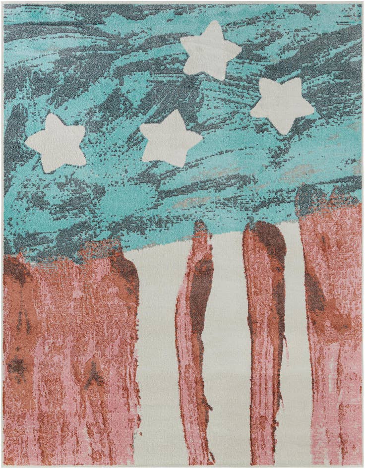 Detail image of 7' 10 x 10' American Flag Whimsy Kids Rug