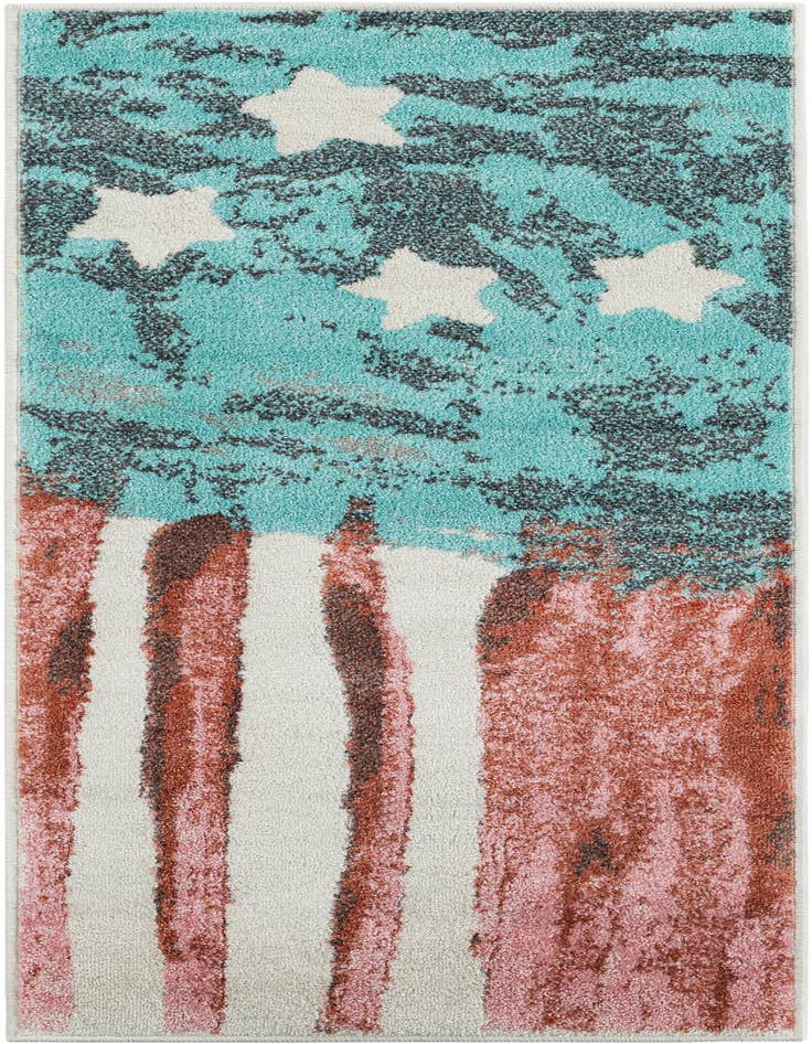 Detail image of 2' 2 x 5' 1 American Flag Whimsy Kids Runner Rug