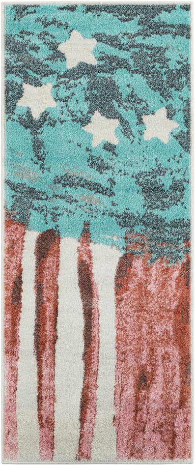 Detail image of 2' 2 x 5' 1 American Flag Whimsy Kids Runner Rug
