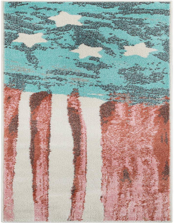 Detail image of 2' 2 x 6' 1 American Flag Whimsy Kids Runner Rug