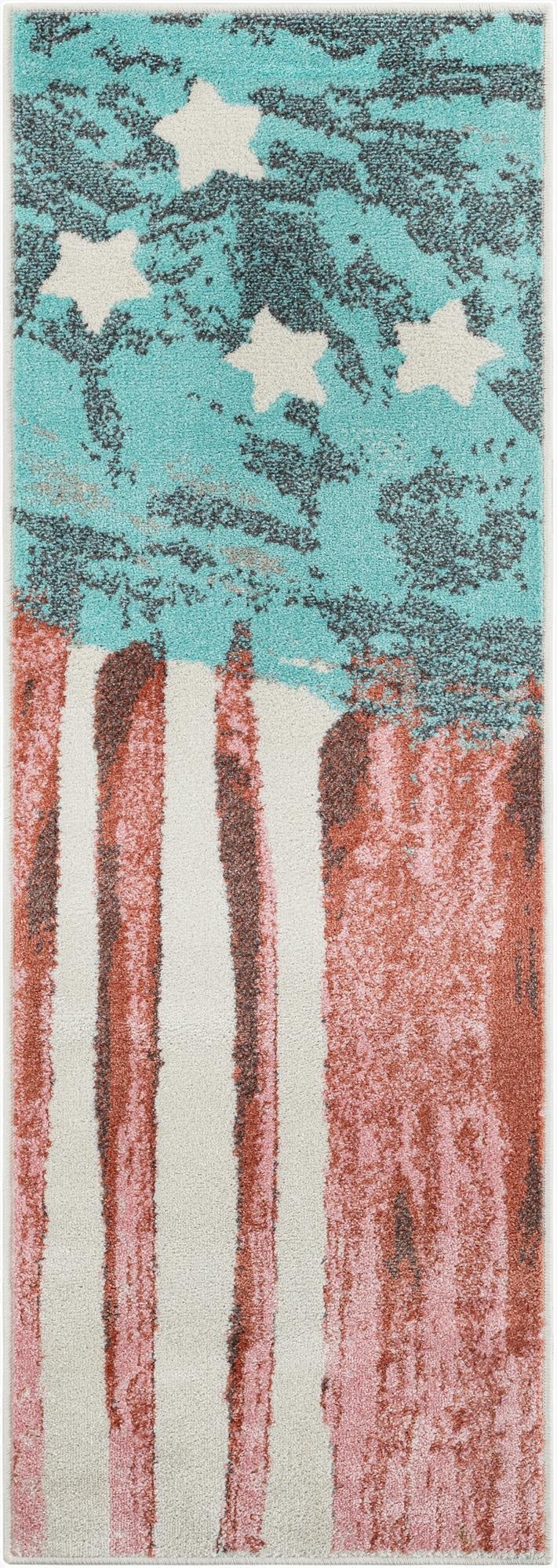 2' 2 x 6' 1 American Flag Whimsy Kids Runner Rug