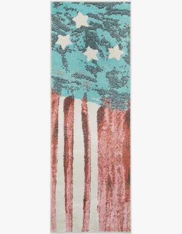2' 2 x 6' 1 American Flag Whimsy Kids Runner Rug