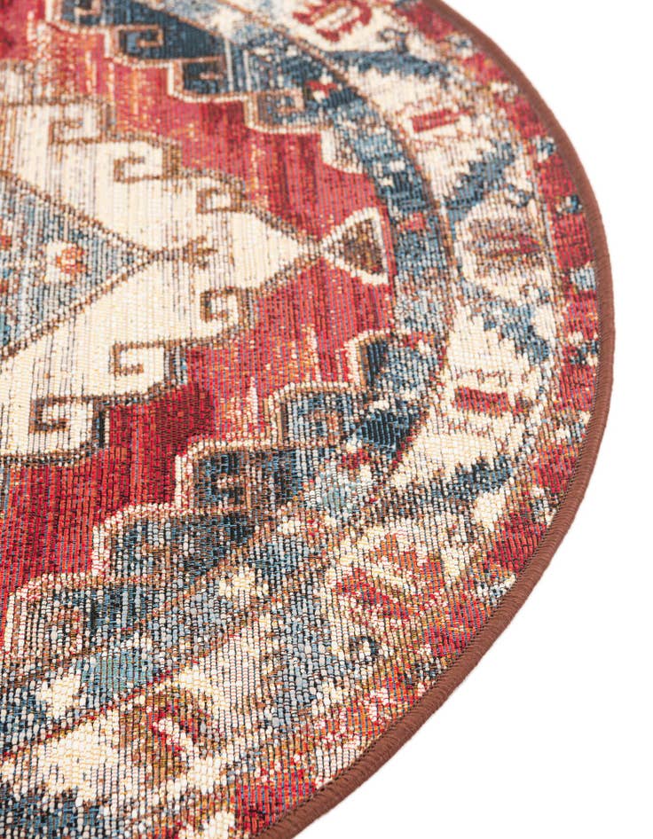 Detail image of 5' x 5' Easy-Clean Traditional Indoor / Outdoor Round Rug