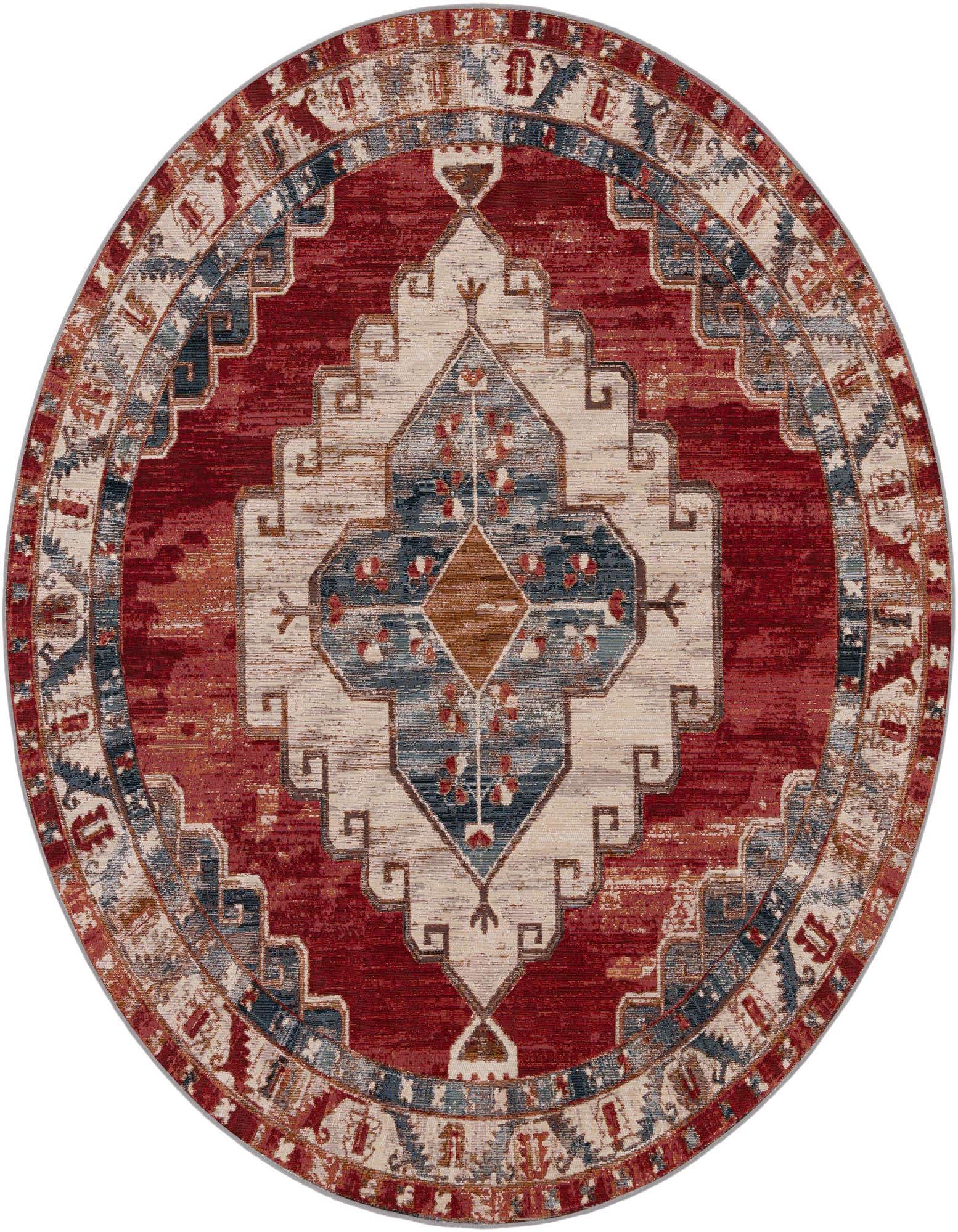 7' 10 x 7' 10 Easy-Clean Traditional Indoor / Outdoor Round Rug