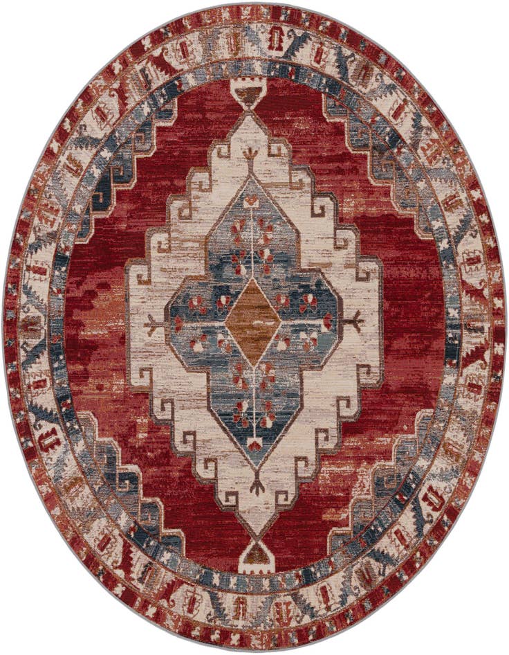 Detail image of 7' 10 x 7' 10 Easy-Clean Traditional Indoor / Outdoor Round Rug