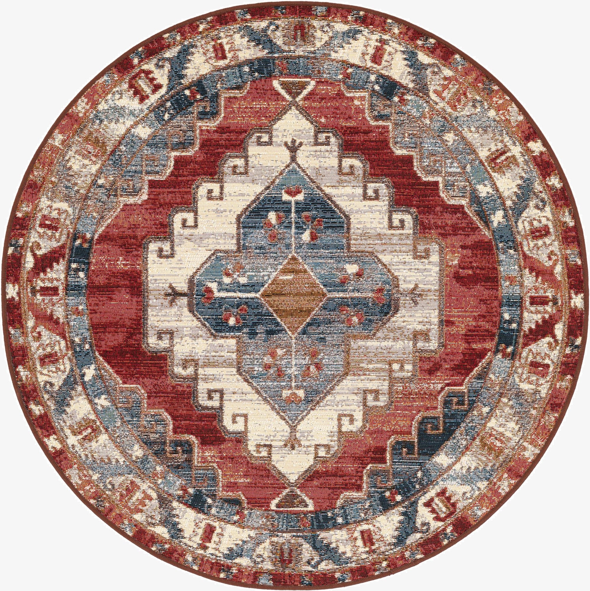 Primary image 4' x 4'  Washable Traditional Indoor / Outdoor Round Rug