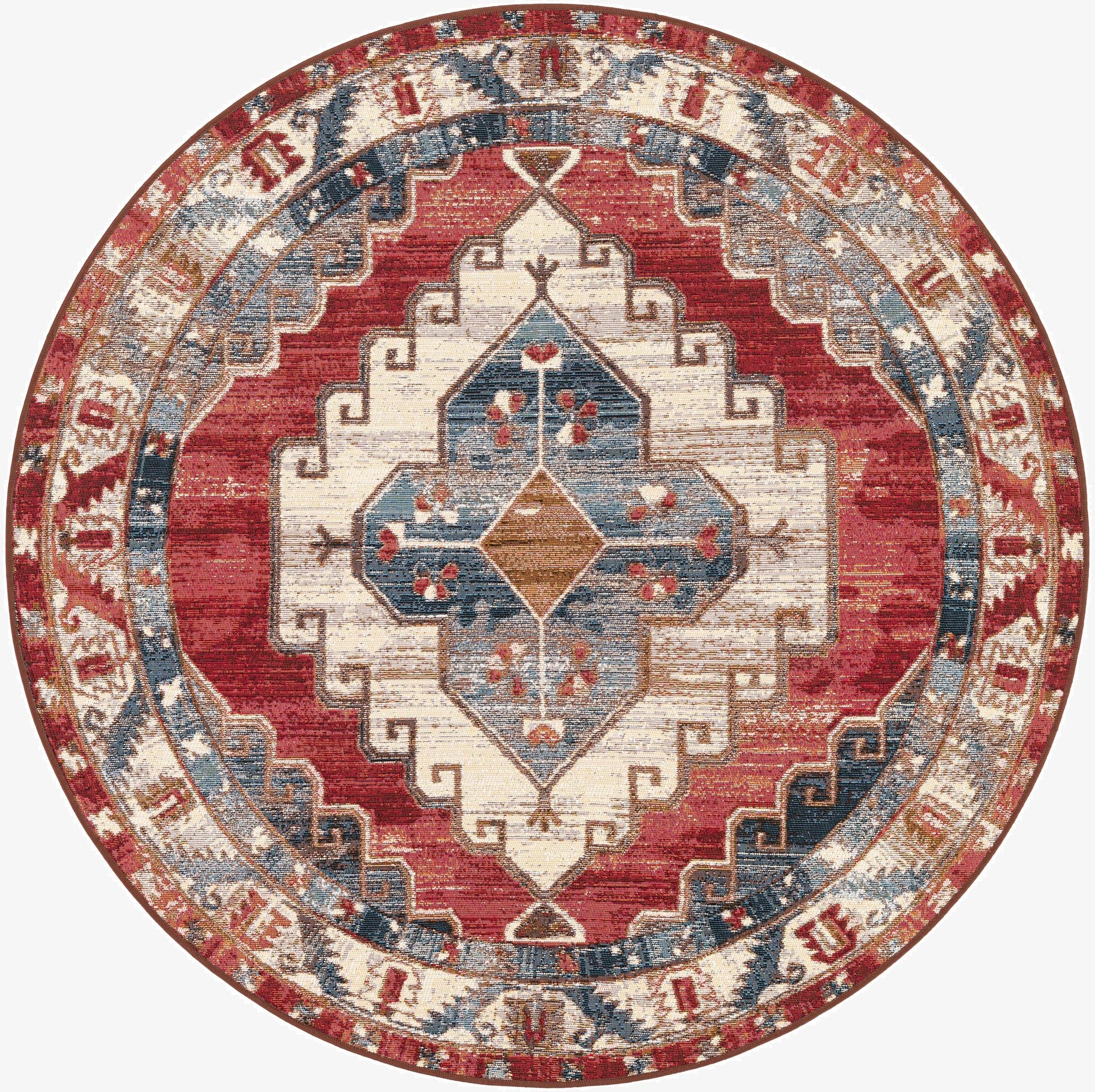 Primary image 5' x 5'  Washable Traditional Indoor / Outdoor Round Rug