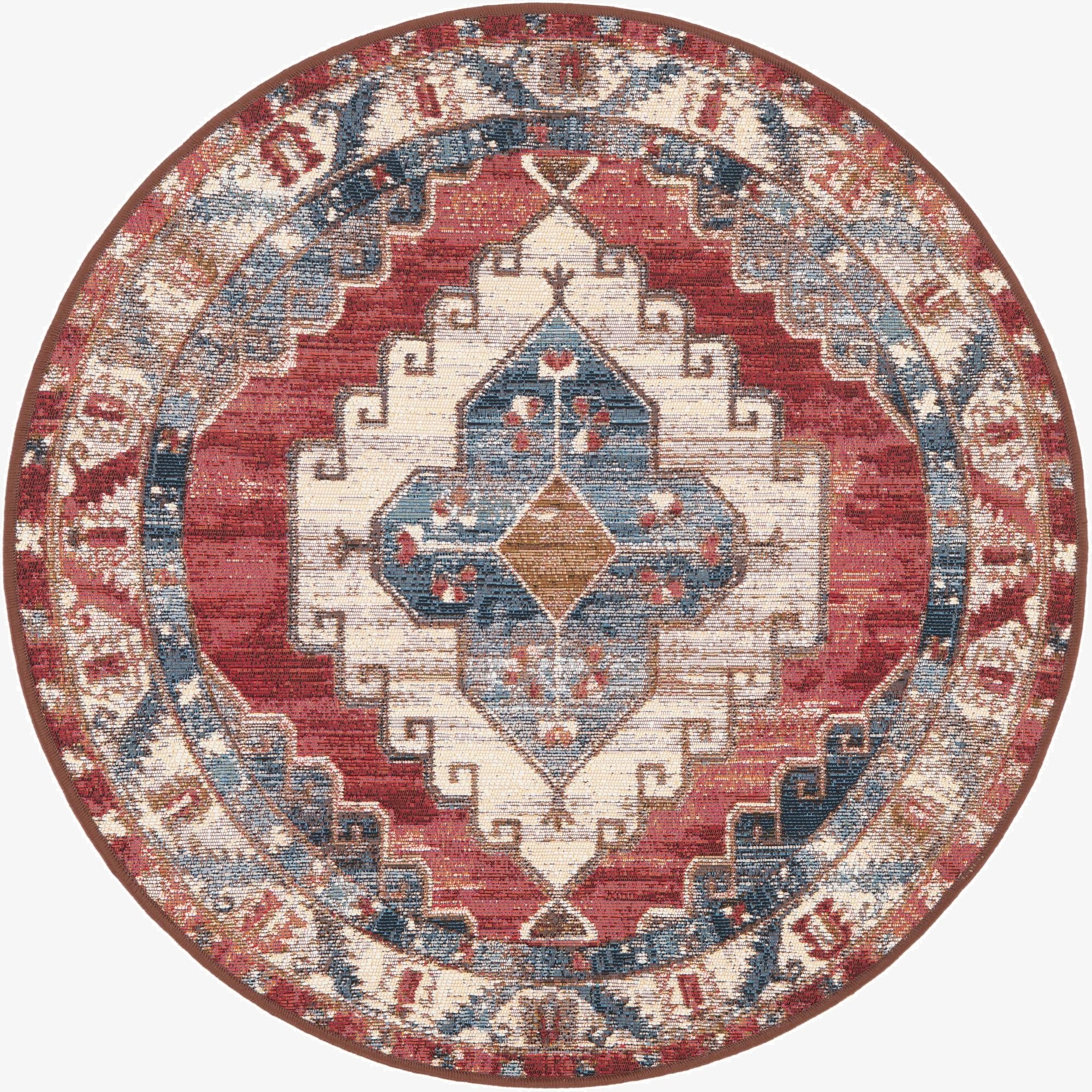 3' x 3'  Washable Traditional Indoor / Outdoor Round Rug