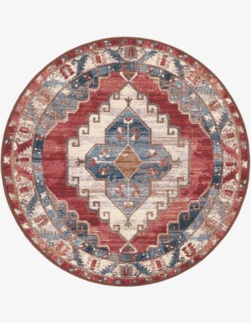 3' x 3' Easy-Clean Traditional Indoor / Outdoor Round Rug