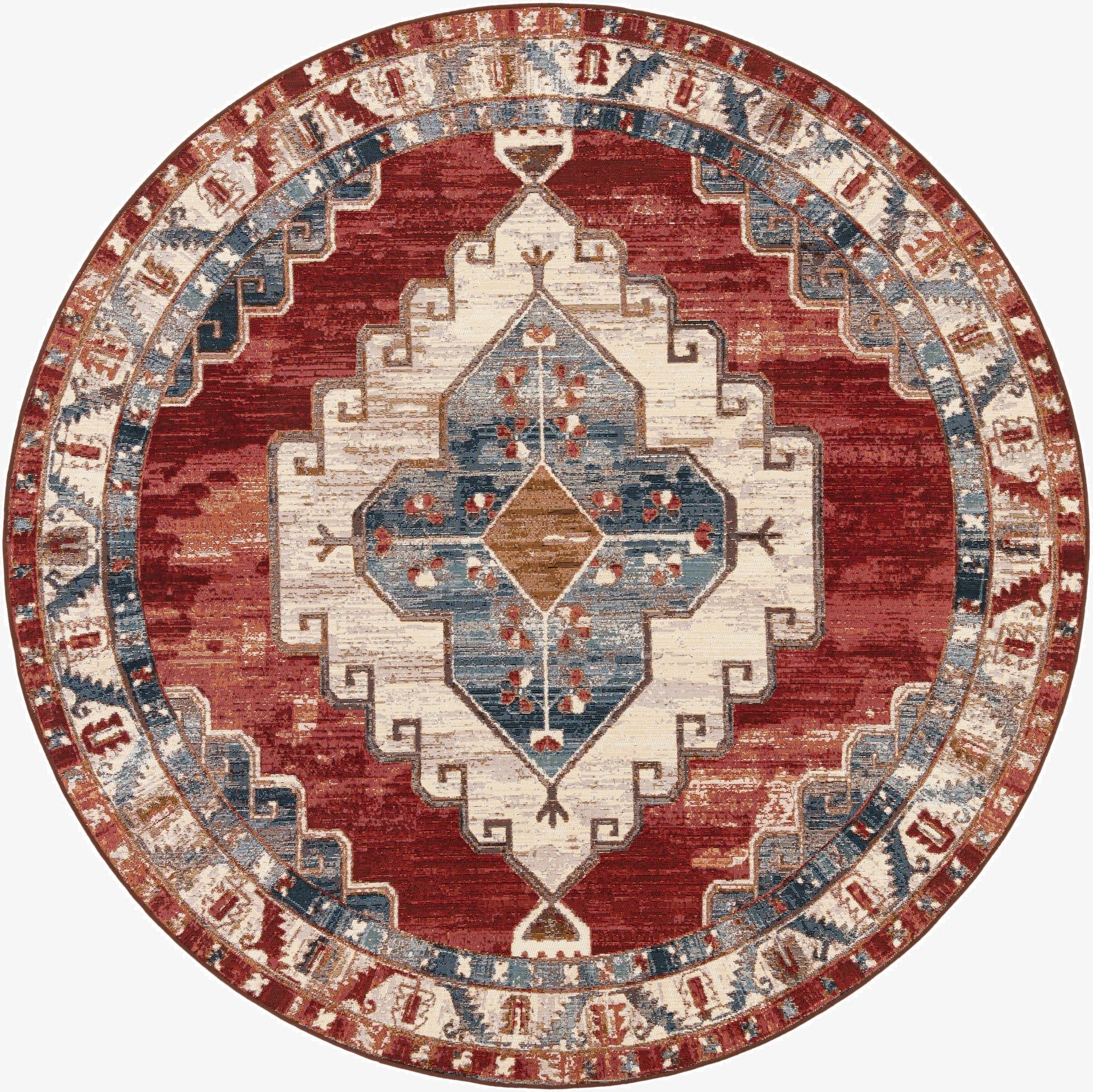 7' 10 x 7' 10  Washable Traditional Indoor / Outdoor Round Rug
