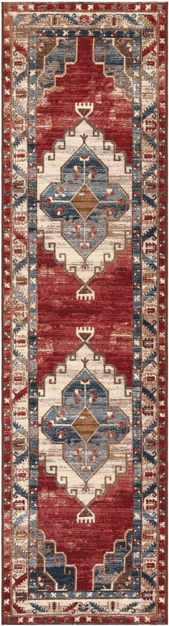 Primary image 2' 7 x 10'  Washable Traditional Indoor / Outdoor Runner Rug