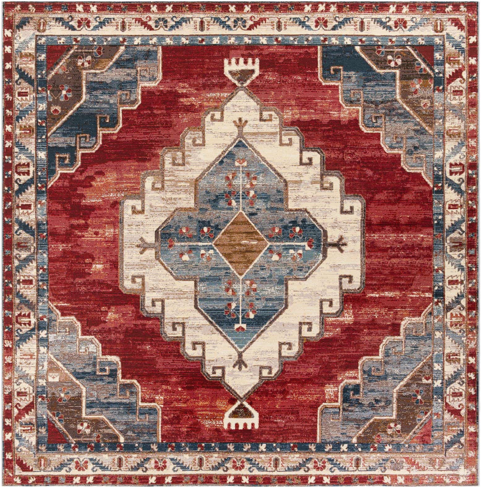 10' x 10' Easy-Clean Traditional Indoor / Outdoor Square Rug