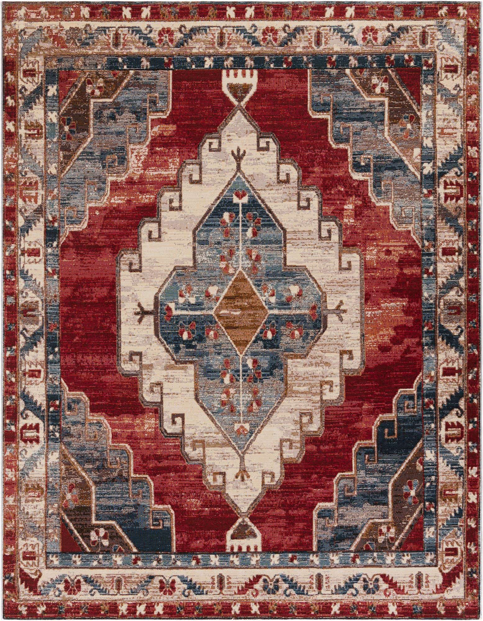 7' 10 x 7' 10 Easy-Clean Traditional Indoor / Outdoor Square Rug
