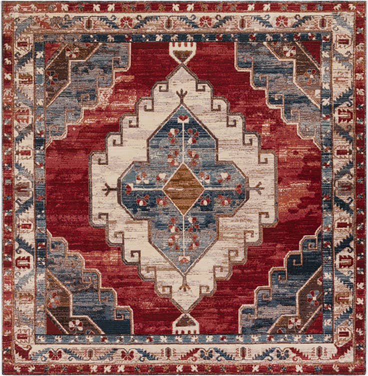 Detail image of 7' 10 x 7' 10 Easy-Clean Traditional Indoor / Outdoor Square Rug