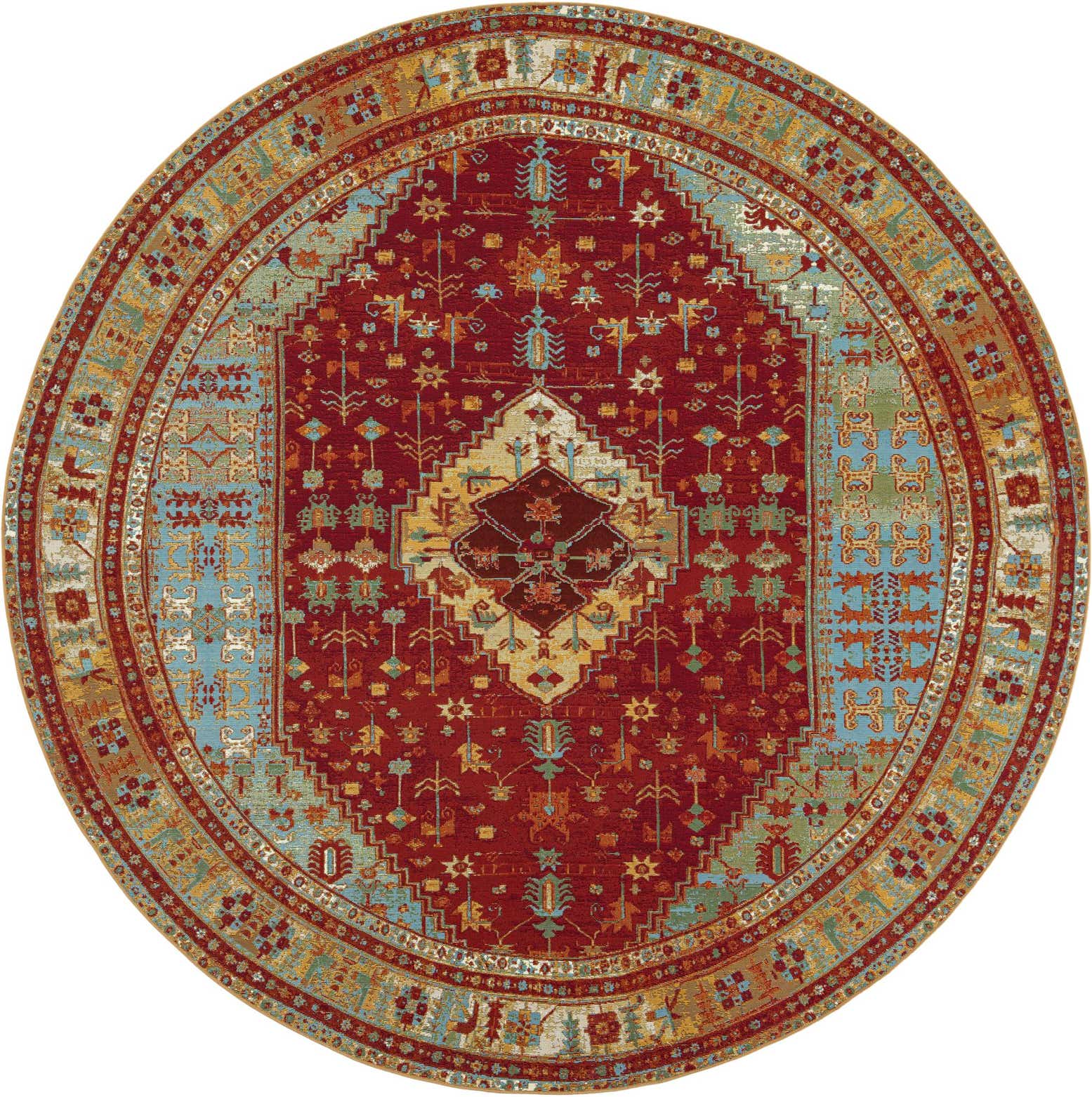 10' x 10' Easy-Clean Traditional Indoor / Outdoor Round Rug