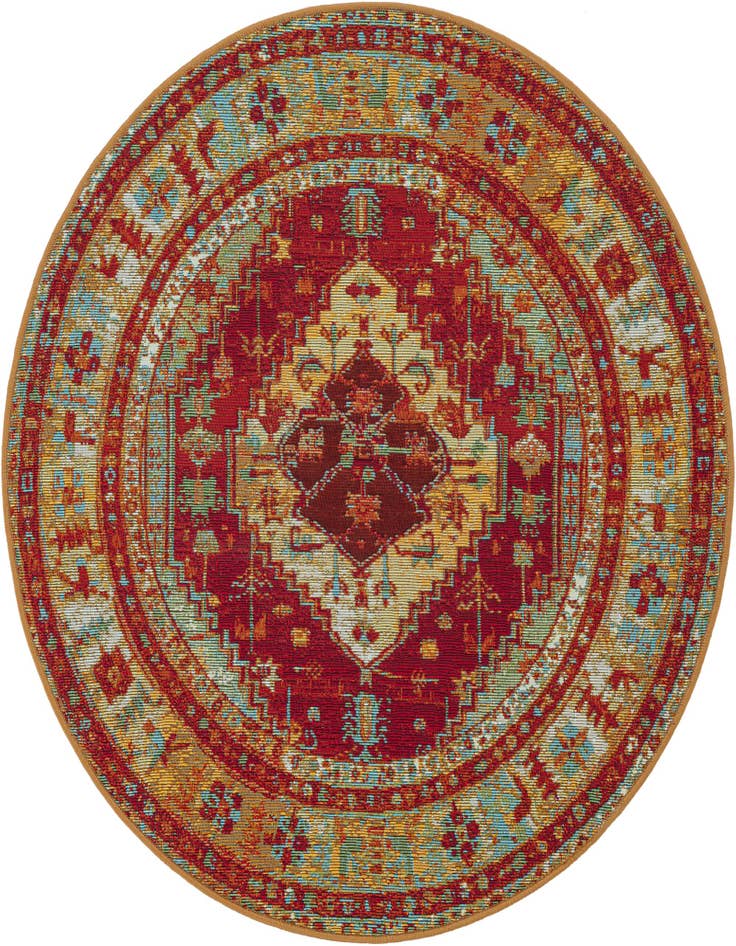Detail image of 3' x 3' Easy-Clean Traditional Indoor / Outdoor Round Rug