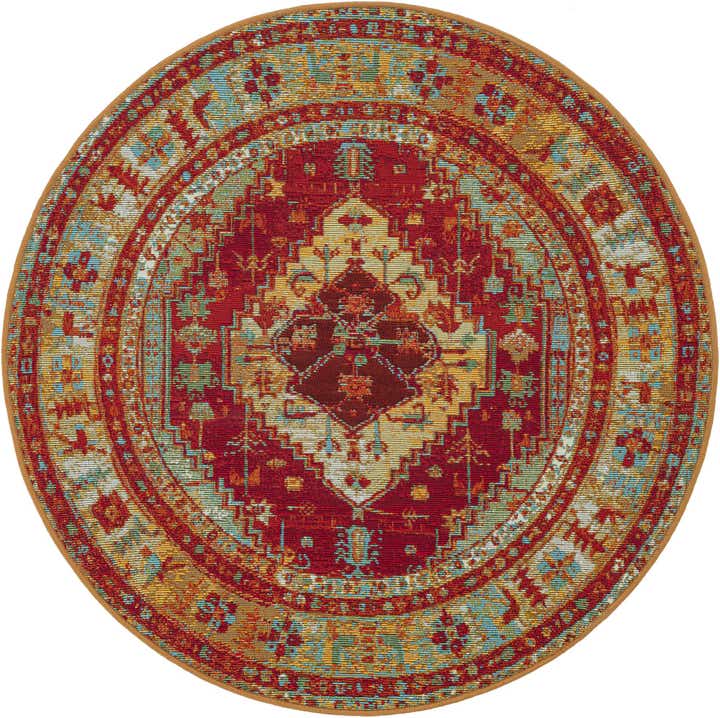 3' x 3' Easy-Clean Traditional Indoor / Outdoor Round Rug