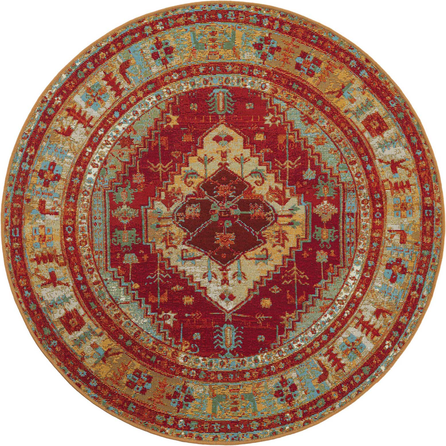 4' x 4' Easy-Clean Traditional Indoor / Outdoor Round Rug