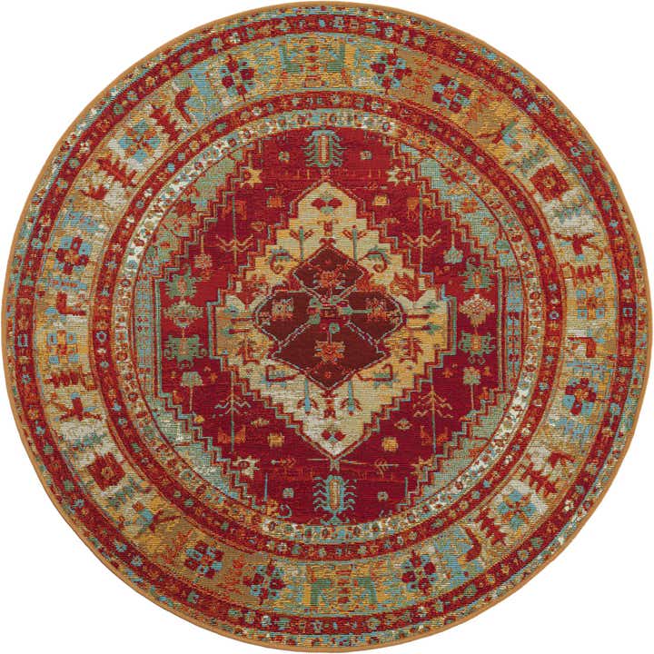 4' x 4' Easy-Clean Traditional Indoor / Outdoor Round Rug