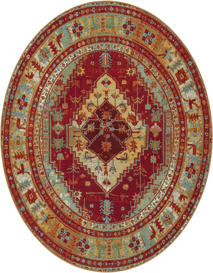 Detail image of 6' x 6' Easy-Clean Traditional Indoor / Outdoor Round Rug