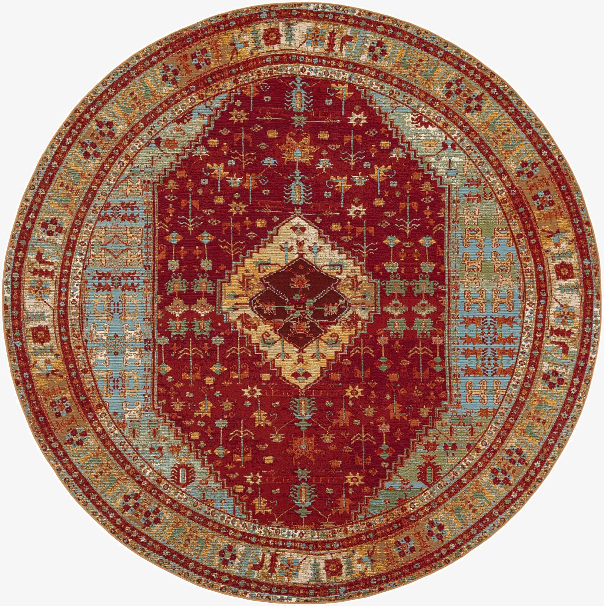 10' x 10'  Washable Traditional Indoor / Outdoor Round Rug