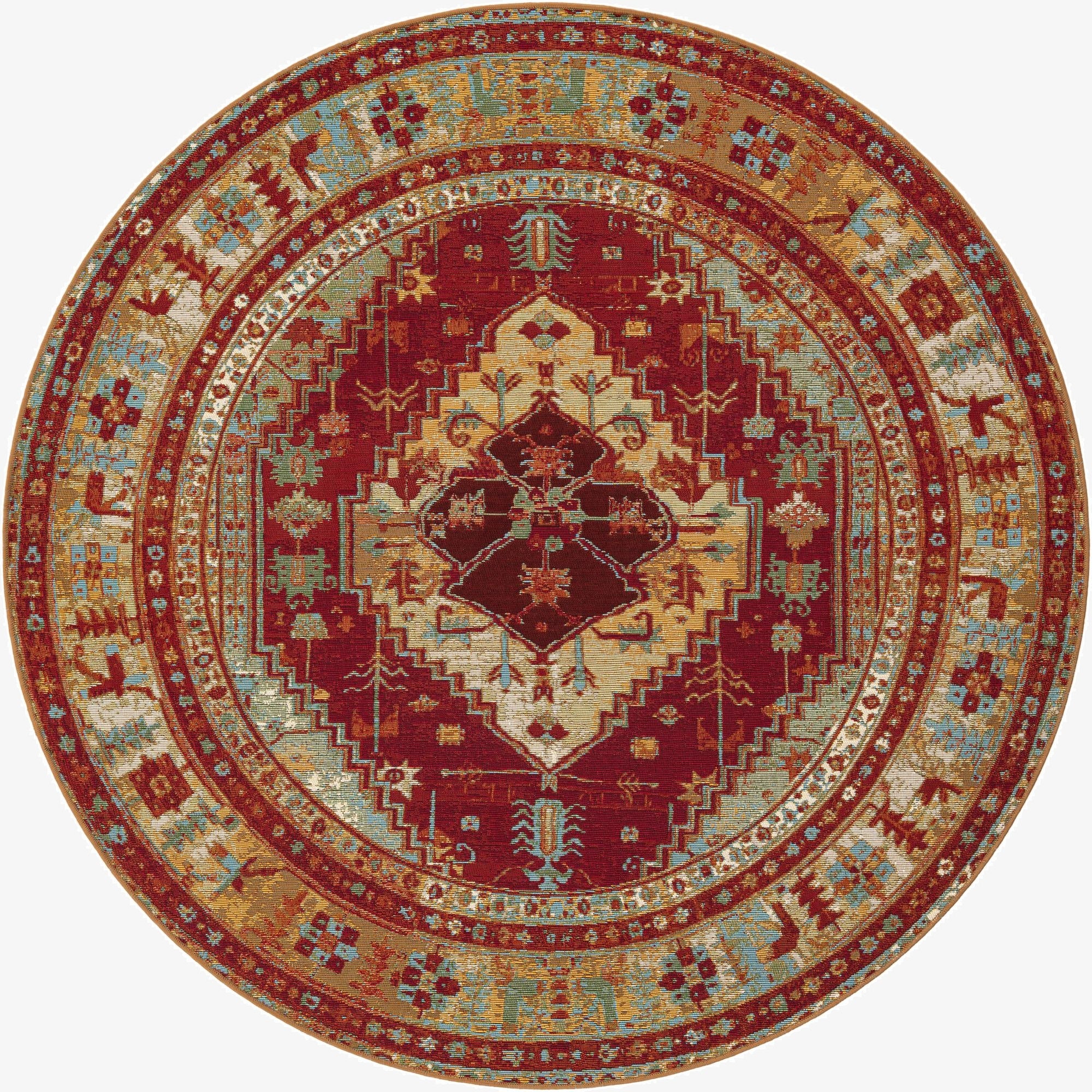 6' x 6'  Washable Traditional Indoor / Outdoor Round Rug