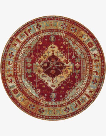 Red Green Blue Easy-Clean Traditional Indoor / Outdoor Round Rug