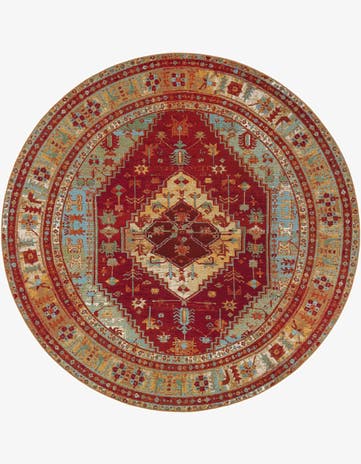 7' 10 x 7' 10 Easy-Clean Traditional Indoor / Outdoor Round Rug