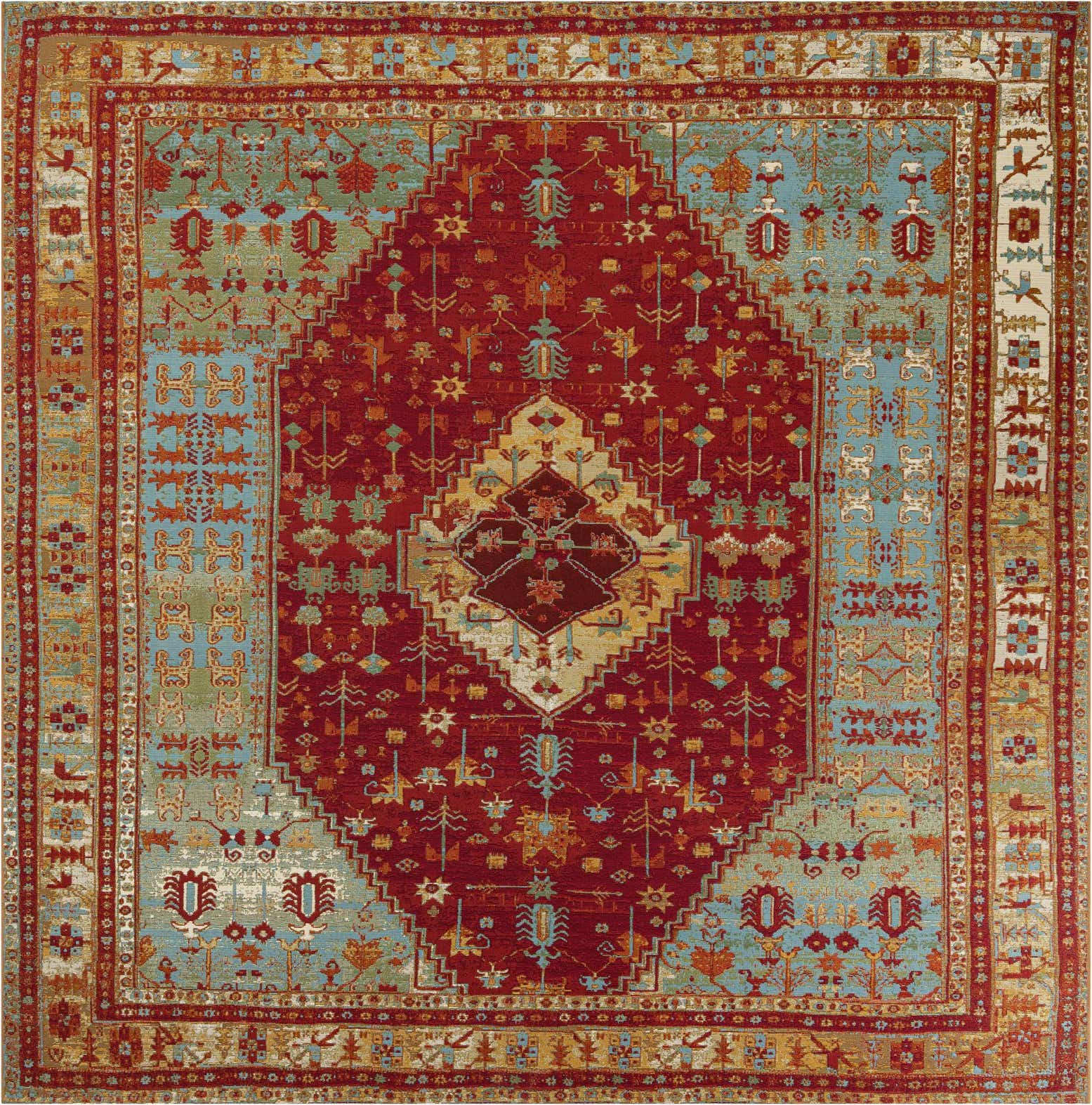 10' x 10' Easy-Clean Traditional Indoor / Outdoor Square Rug