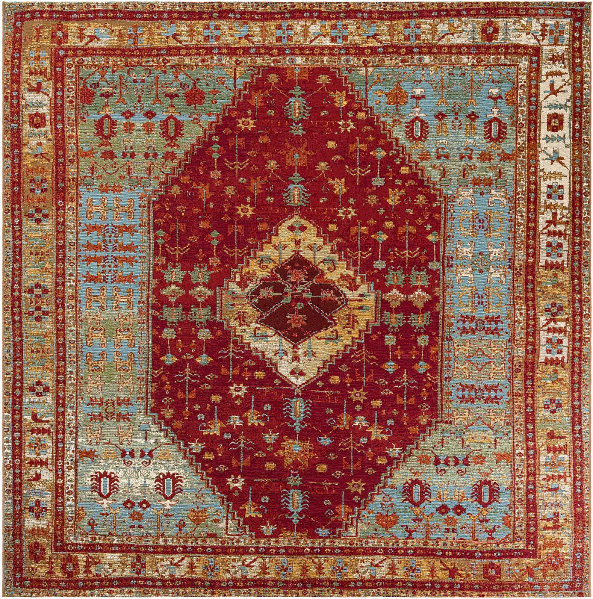 10' x 10'  Washable Traditional Indoor / Outdoor Square Rug