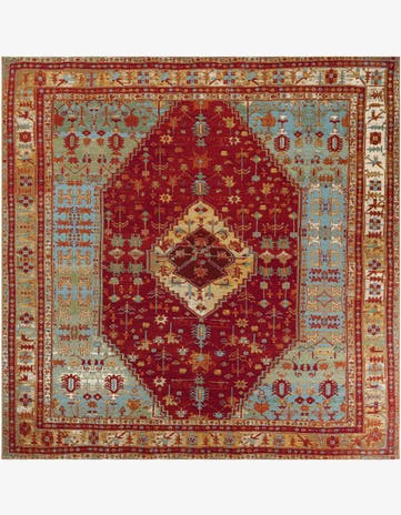 Red Green Blue Easy-Clean Traditional Indoor / Outdoor Square Rug