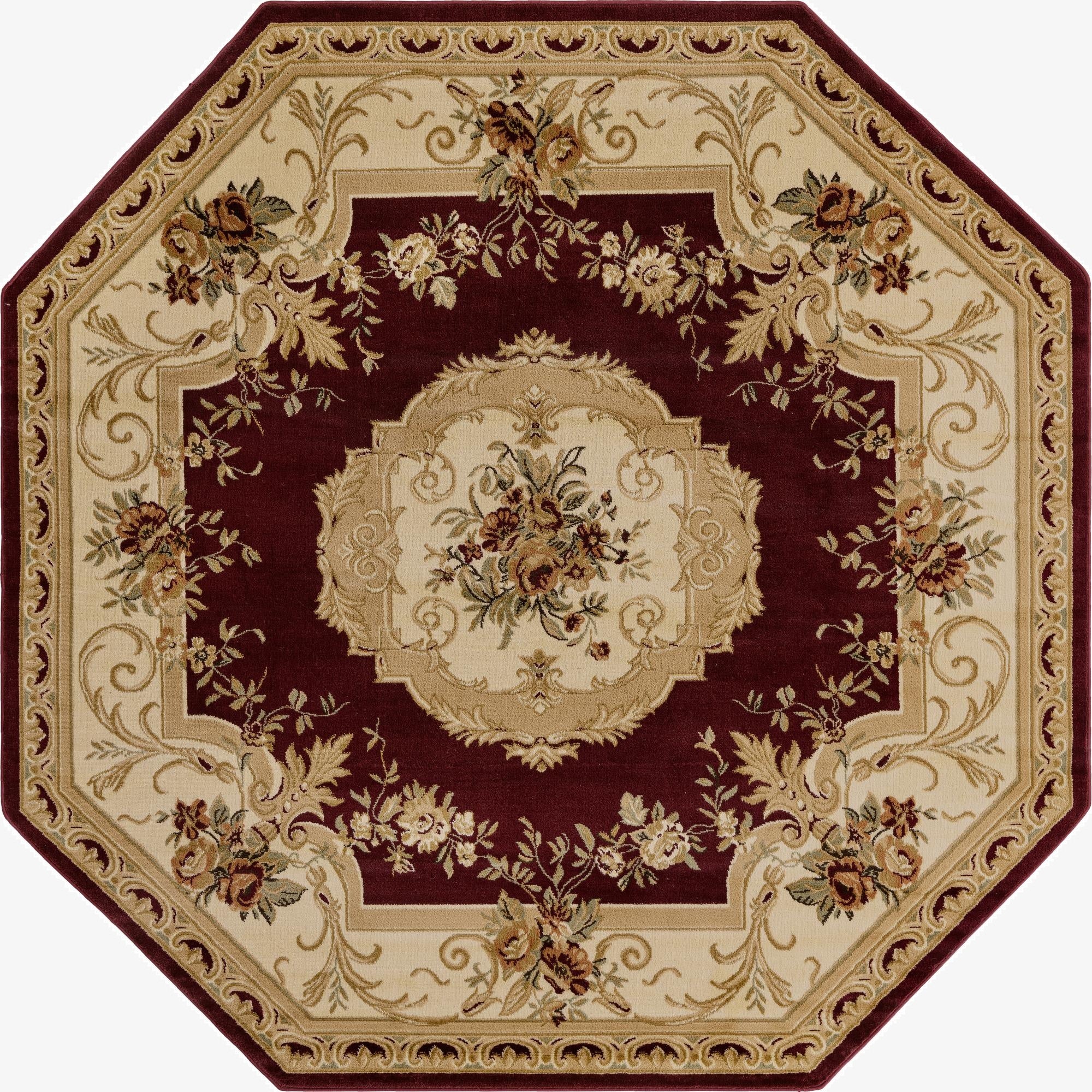 7' 10 x 7' 10 Classic Aubusson Octagon Rug