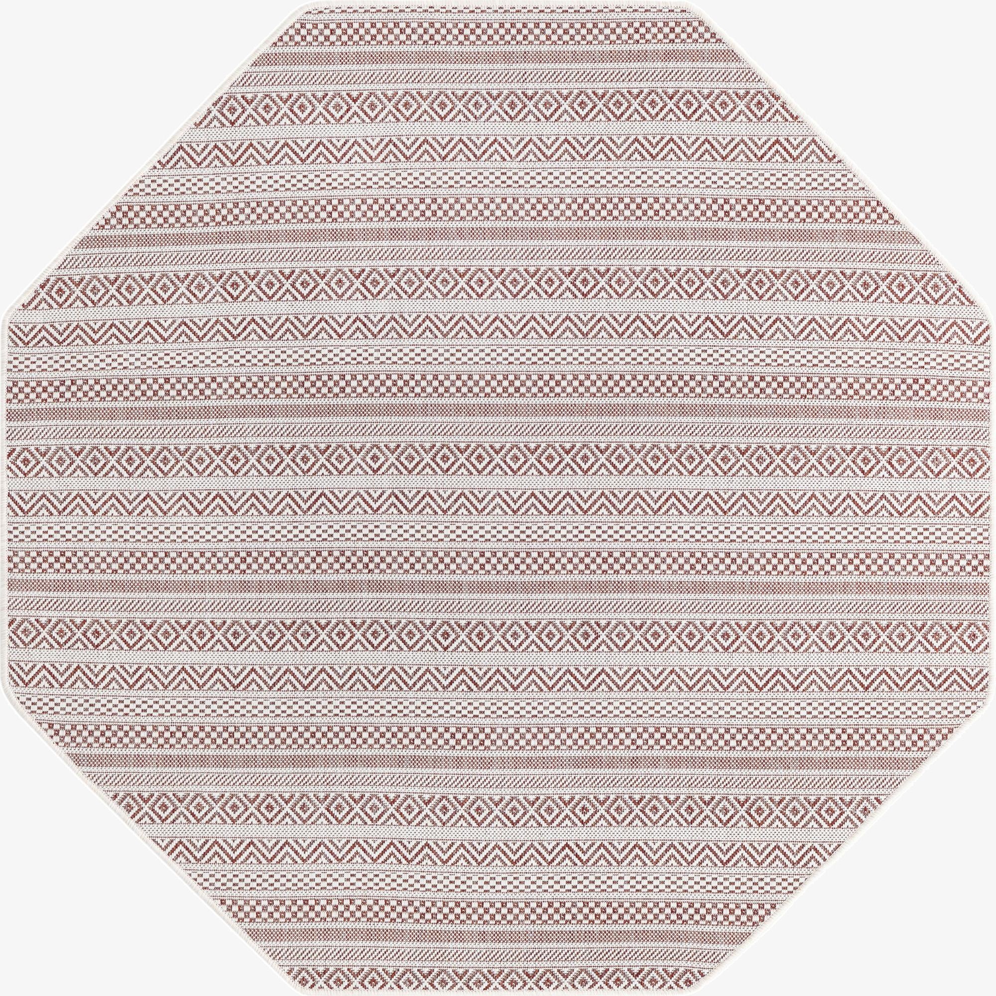 5' 3 x 5' 3 Washable Ribbon Indoor / Outdoor Octagon Rug