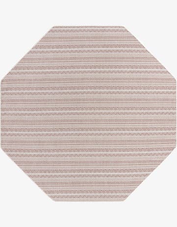 Red Easy-Clean Ribbon Indoor / Outdoor Octagon Rug